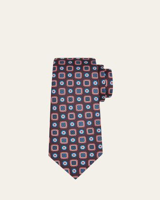 Kiton Mens Multi-Medallion Silk 7-Fold Tie