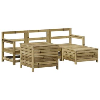 vidaXL Juego De Sof&aacute;s De Jard&iacute;n 5 Piezas Madera De Pino Impregnada Vidaxl