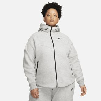 Nike Womens Nike Sportswear Tech Fleece Windrunner Full-Zip Hoodie (Plus Size) in Brown | FB8340-502