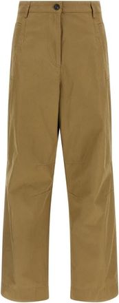 Dries Van Noten Pinks Heavy Cotton Pants - Dames - Wijde Broeken - Beige - XS - Katoen - Broeken