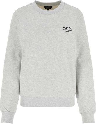 A.P.C. Lichtgrijze Stretch Katoenen Sweatshirt - Dames - Sweatshirts - Grijs - XL - Katoen - Hoodies & sweatvesten