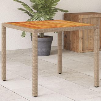 vidaXL Mesa De Jard&iacute;n De Rat&aacute;n Pe Y Madera Acacia Beige 90x90x75 Cm Vidaxl