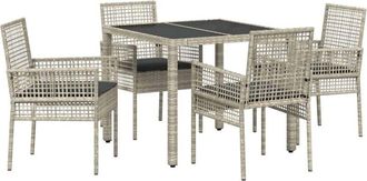 vidaXL Conjunto De Comedor De Jard&iacute;n 5 Pcs Gris Claro Polirat&aacute;n Vidaxl