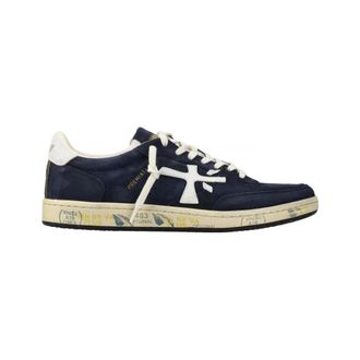 Premiata Sneakers, male, Blue, Size: 8 US Blue suede sneaker with white details