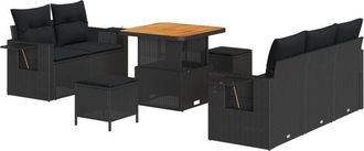 vidaXL Vidaxl - Garden Sofa Set Height-Adjustable 8 pcs Black Poly Rattan
