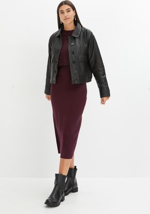 Bonprix Strickkleid BONPRIX, Damen, Gr. 36/38 (S), N-Gr, weinrot, Strick, Obermaterial: 50% Viskose, 26% Polyamid, 24% Polyester, l&auml;ssig geschnitten, Kleider 