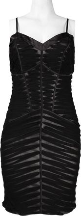 Sue Wong Spaghetti Strap Striped Mesh Sheath Dress In Black