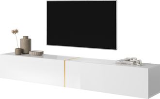 Selsey Selsey - Bisira - Mueble De Tv Colgante - Blanco Con Inserto Dorado - 200 Cm