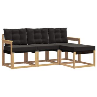 vidaXL Conjunto De Sof&aacute;s De Exterior Con Coj&iacute;n 4 Pcs Blanco Y Negro Vidaxl