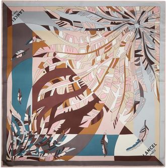 Lancel Foulard in seta con stampa piume - Toni neutri