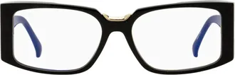 Max Mara MM5157-B Blue Block Rectangular Eyeglasses - Black