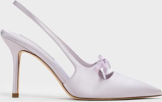 Charles & Keith Venetia Satin Bow Pointed Slingback Pumps