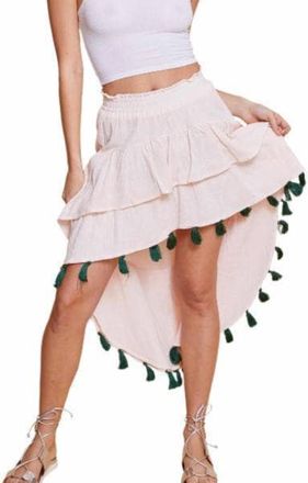 Guadalupe Design Angelie High Low Skirt In Peach