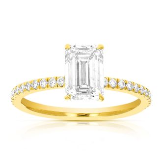 Vir Jewels 2 cttw Emerald Lab Grown Diamond Engagement Solitaire Ring in 14K Yellow Gold For Women
