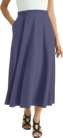 Jessica London Soft Ease Midi Skirt in Deep Dusk at Nordstrom, Size 36