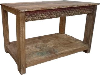 Wanderlust Deco Recibidor De Madera Acabado Artesanal Marr&oacute;n 122x39x79 Cm