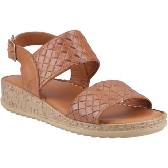 Hush Puppies Ebony Wide Fit Leather WoMens Tan Sandals - Size UK 5