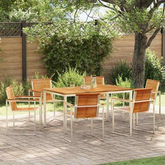 vidaXL Conjunto De Comedor De Jard&iacute;n 7 Pcs Madera S&oacute;lida De Teca Vidaxl
