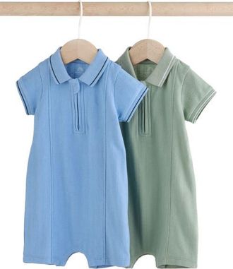 Next Set of 2 Assorted Zip Polo Rompers in Blue at Nordstrom, Size Newborn