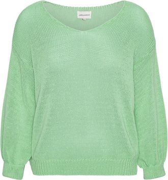 Americandreams Milana LS Light Cotton Knit - Dames - V-hals truien - Groen - XL - Katoen - Truien & Vesten