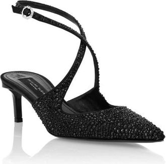 Philipp Plein Slingback Shoes Strass Jewel Women in Black/black at Nordstrom, Size 36