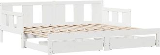 vidaXL Daybed with Trundle and Drawers without Mattress White 80x200 cm Vidaxl