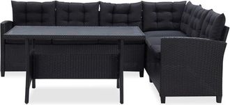 vidaXL Set di mobili da esterno Nero polyrattan vidaXL