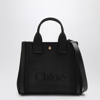 Chloé Carry Small Tote Bag In Black Canvas