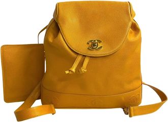 Chanel Mustard Yellow Grained Calfskin Backpack (Pre-Owned)