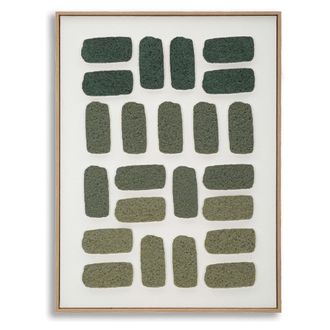 Dmora Cuadro Bamase, Efecto Relieve Y Textura Material, Estructura De Pl&aacute;stico Y Madera, 60x80h Cm Verde