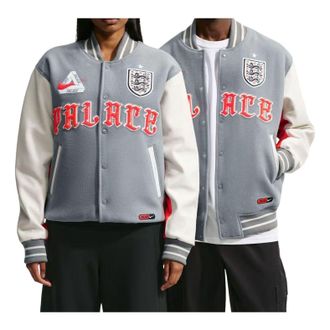 Nike x England x Palace Cryoshot Varsity Jacket Cool Grey White Bright Crimson IM6636-065