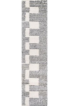 Jonathan Y Designs Petra Abstract Stripe Geometric Shag Area Rug in White/gray at Nordstrom, Size 5Ft 0In X 8Ft 0In