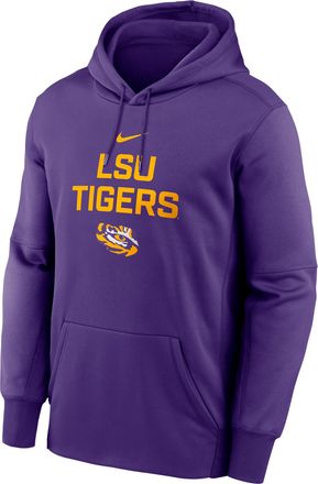 Nike Mens LSU Team Stacked Mens Nike Therma College Pullover Hoodie in Purple | NKAQ51LLSN-DQE