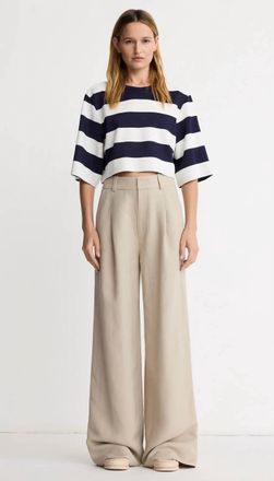 Smythe Womens Cropped Swing Tee In Navy White