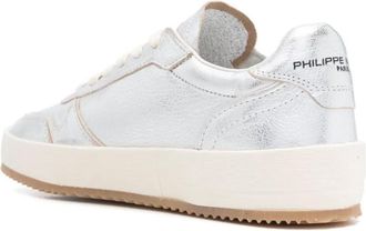 Philippe Model Womens Sneakers Silver Leather Rubber Sole