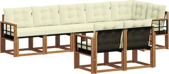 vidaXL Vidaxl Conjunto De Sof&aacute;s De Exterior 8 Uds. Natural Y Crema