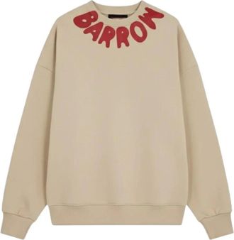 Barrow Felpa con stampa Girocollo Profili a coste - Heren - Sweatshirts - Beige - M - Katoen - Hoodies & sweatvesten
