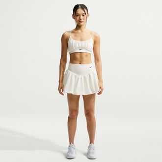 Nike Womens One Dri-FIT 2-in-1 Bubble Skirt in White | IU1417-133