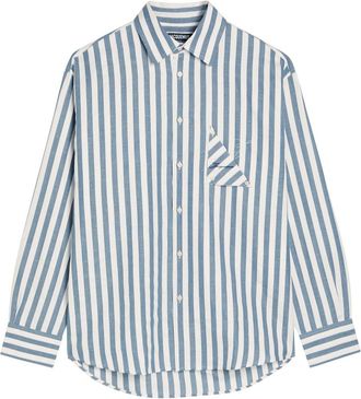 Jacquemus La Chemise Voilier Striped Cotton-blend Shirt - White And Blue - 52 (IT52 / XL)