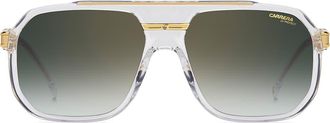 Carrera 60mm Rectangular Flat Top Sunglasses in Crystal Gold/Grn Sf Gdsp Ar at Nordstrom