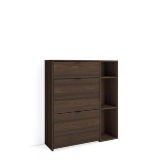 Skraut Home Skraut Home - Zapatero, Armario Entrada Recibidor, 90x27x102cm, 10 Pares De Zapatos, Zapatos, Botas, Estilo Moderno, Roble Oscuro