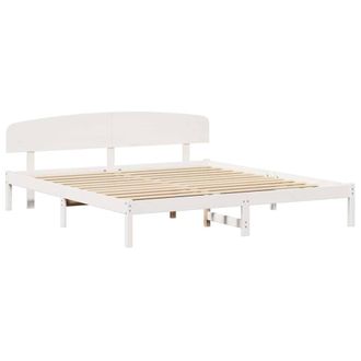 Berkfield Home Bed Frame with Headboard White 200x200 cm Solid Wood Pine