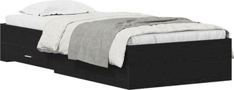 vidaXL Bed Frame with Drawers Black oak 100 x 200 cm Engineered wood Vidaxl