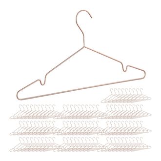 Relaxdays Relaxdays Pack De 100 Perchas Ropa Antideslizantes, Metal, Dorado Rosa, 21 X 42 X 0,3 Cm