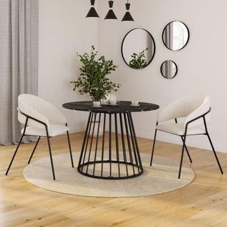 IDMarket Juego De 2 Sillas De Comedor Vini De Pana Beige Con Patas De Metal Negro