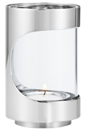 Georg Jensen Chrome Contours Tealight Candle Holder in Silver/Clear at Nordstrom