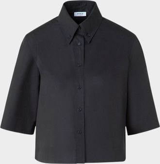 Akris Boxy Poplin Cropped Blouse