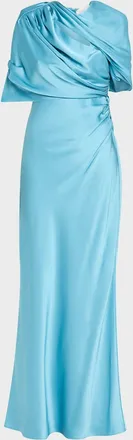 Stella McCartney Draped Capelet Satin Gown
