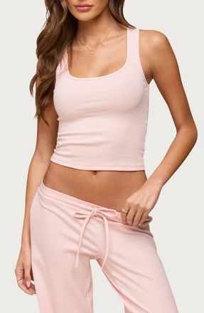 Edikted Linda RIb Scoop Neck Tank in Light-Pink at Nordstrom, Size X-Small