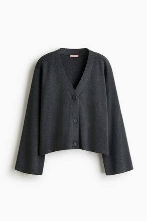 H&M Fine-knit cardigan in Dark Gray Melange at Nordstrom, Size Xx-Small